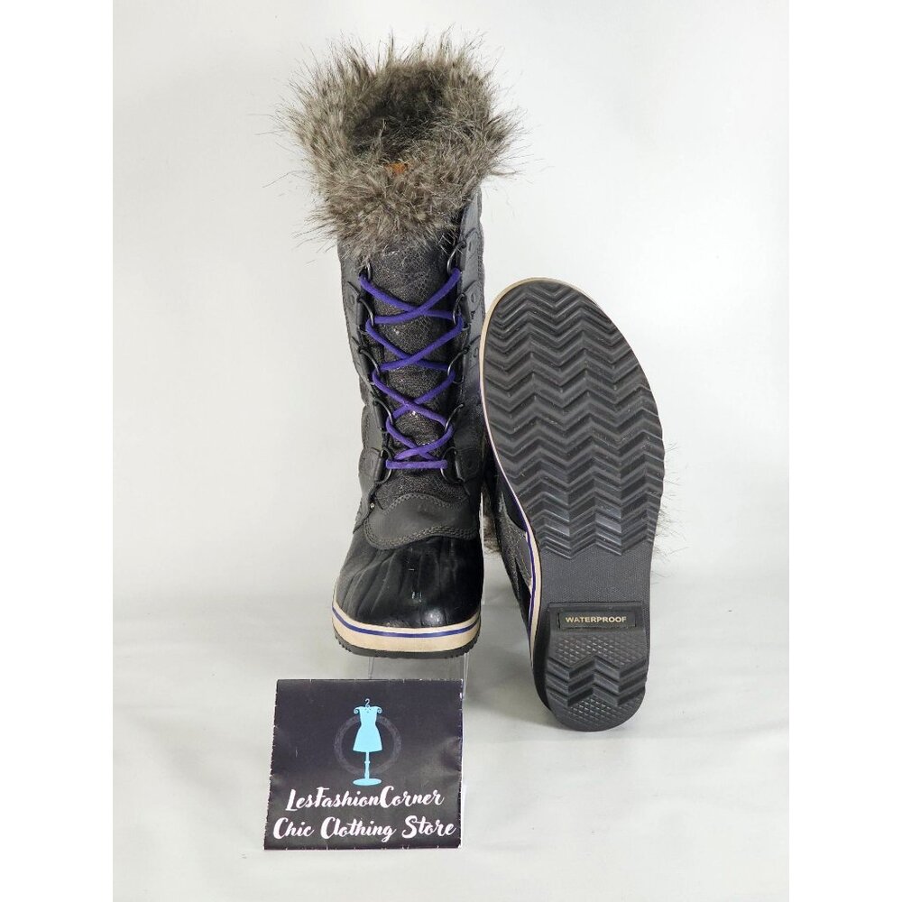 Sorel Women's Gray Tofino II Boots Tall Lace Winter Faux Fur Waterproof Sz 9 337 - Picture 3 of 15